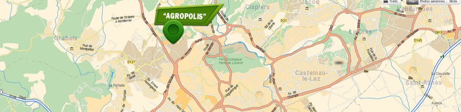 Accès et location parc d'activités Agropolis